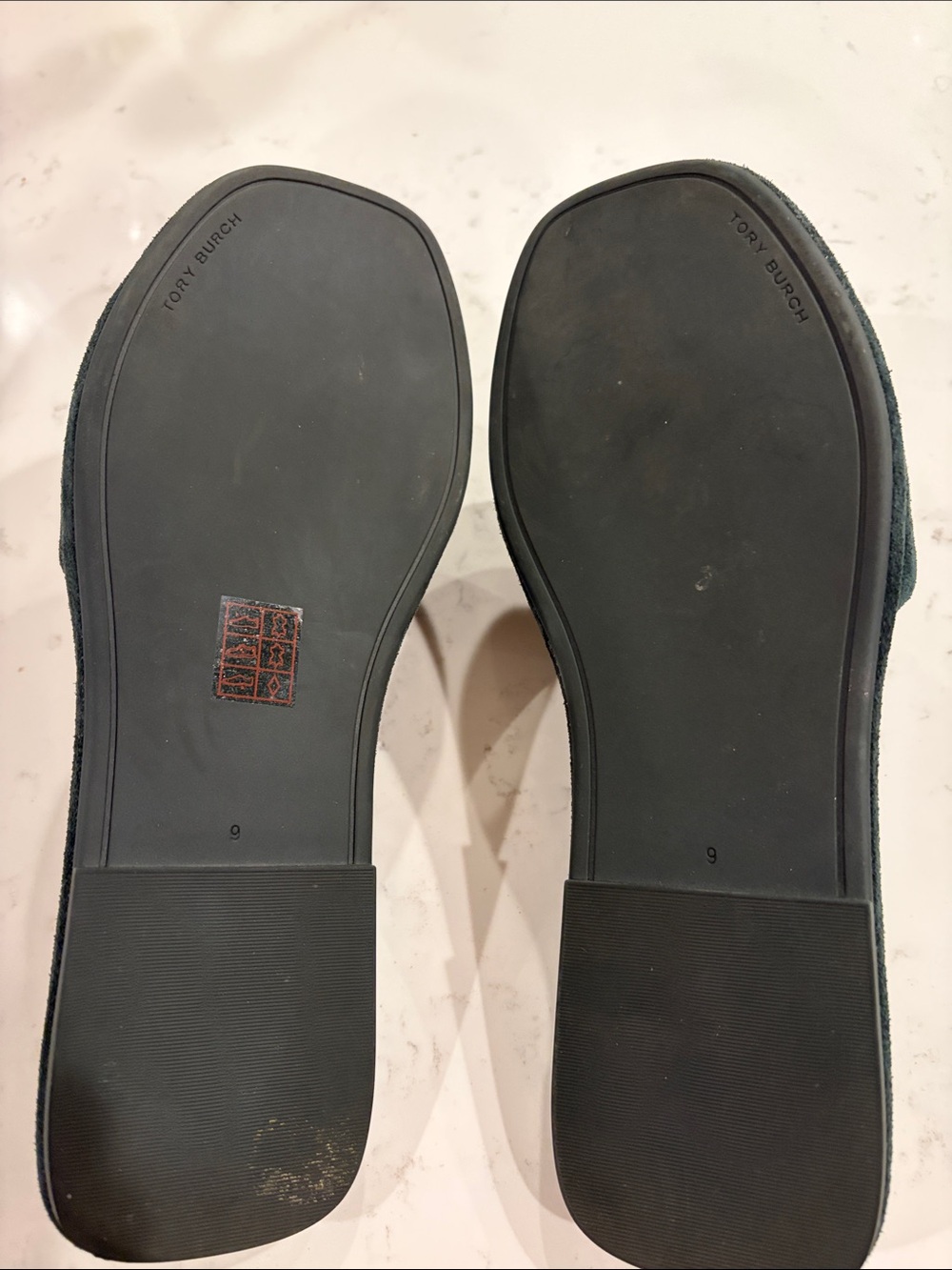 Tory Burch Forest Green Suede Slide Mules NWOT. - Picture 3 of 5